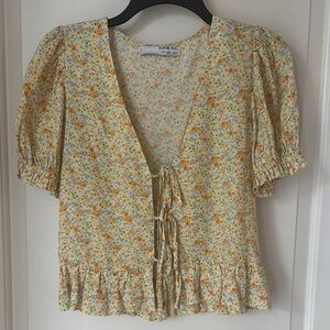 Sophie Rue Floral Tie-Front Blouse - Yellow